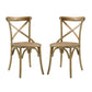 Modway Gear Rustic Modern Farmhouse Elm Wood Rattan Two Dining Chairs in Natural