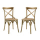 Modway Gear Rustic Modern Farmhouse Elm Wood Rattan Two Dining Chairs in Natural