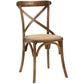 Modway Gear Rustic Modern Farmhouse Elm Wood Rattan Two Dining Chairs in Walnut MDY-EEI-3481-WAL