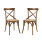 Modway Gear Rustic Modern Farmhouse Elm Wood Rattan Two Dining Chairs in Walnut