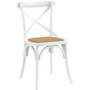 Modway Gear Rustic Modern Farmhouse Elm Wood Rattan Two Dining Chairs in White MDY-EEI-3481-WHI