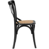 Modway Gear Rustic Modern Farmhouse Elm Wood Rattan Four Dining Chairs in Black MDY-EEI-3482-BLK