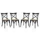 Modway Gear Rustic Modern Farmhouse Elm Wood Rattan Four Dining Chairs in Black
