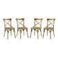 Modway Gear Rustic Modern Farmhouse Elm Wood Rattan Four Dining Chairs in Natural