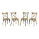 Modway Gear Rustic Modern Farmhouse Elm Wood Rattan Four Dining Chairs in Natural