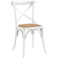 Modway Gear Rustic Modern Farmhouse Elm Wood Rattan Four Dining Chairs in White MDY-EEI-3482-WHI