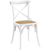 Modway Gear Rustic Modern Farmhouse Elm Wood Rattan Four Dining Chairs in White MDY-EEI-3482-WHI