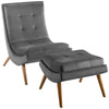 Ramp Upholstered Performance Velvet Lounge Chair and Ottoman Set - No Shipping Charges