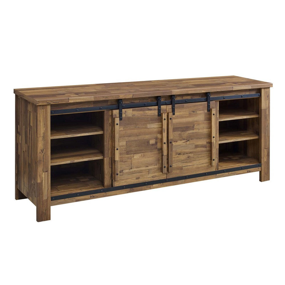 Cheshire 71" Rustic Sliding Door TV Stand by Modway| Brown