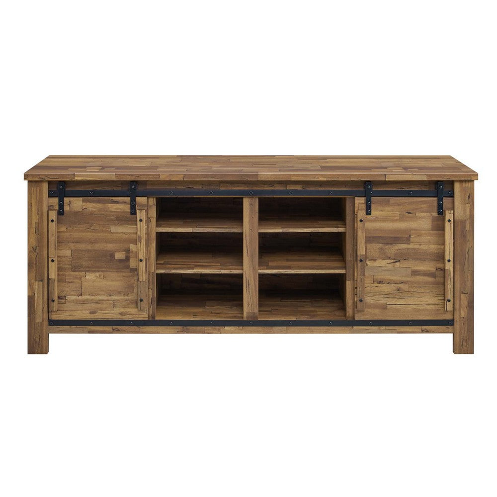 Cheshire 71" Rustic Sliding Door TV Stand by Modway| Brown