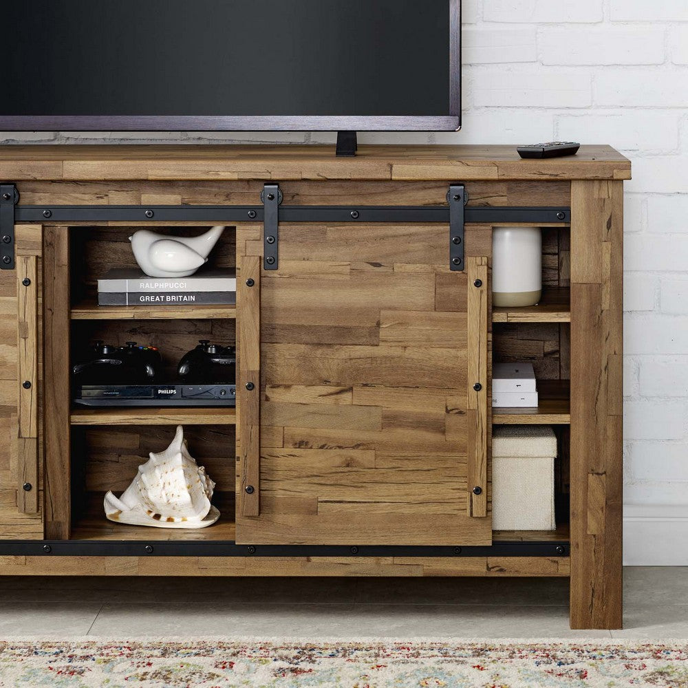 Cheshire 71" Rustic Sliding Door TV Stand by Modway| Brown