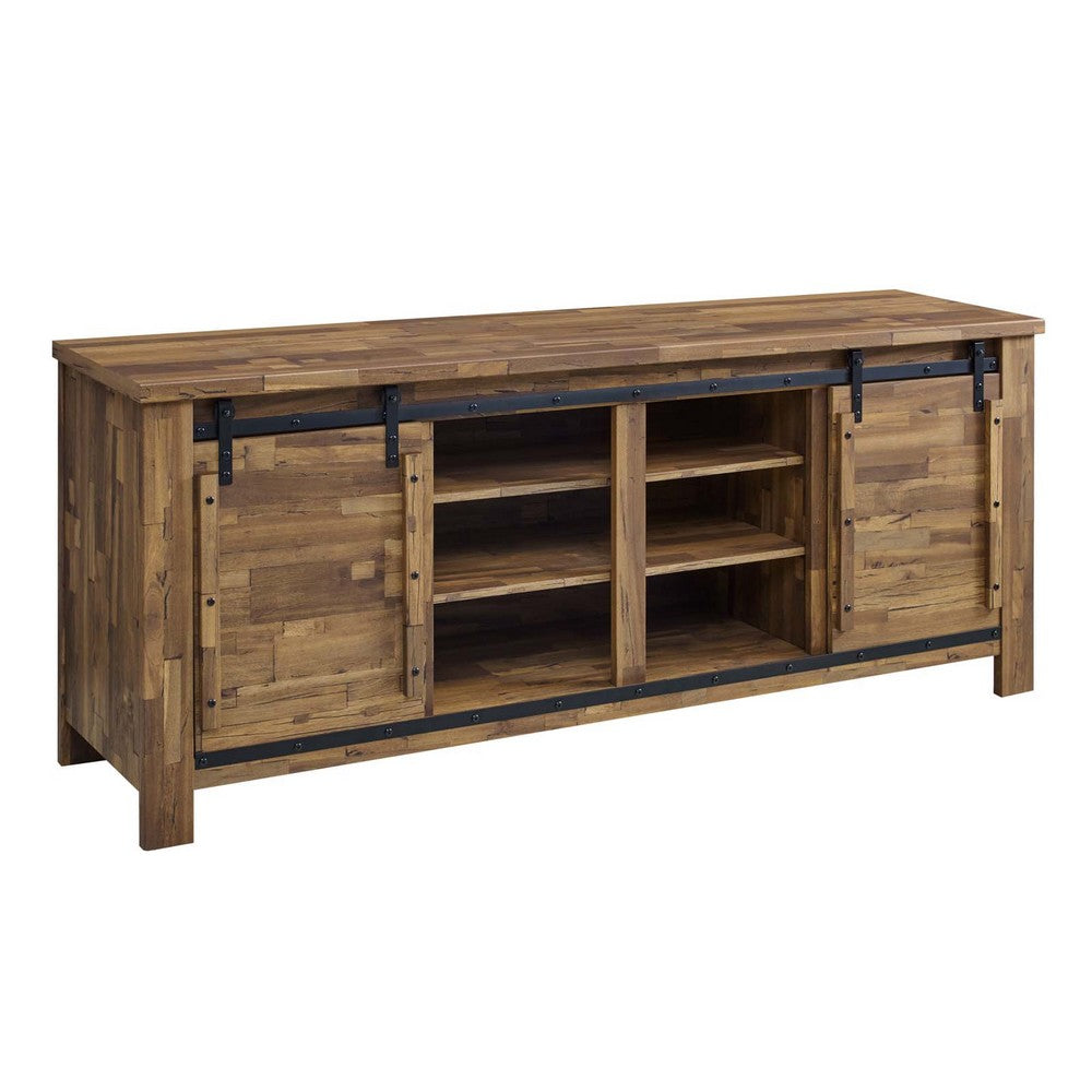 Cheshire 71" Rustic Sliding Door TV Stand by Modway| Brown