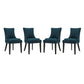 Modway Marquis Fabric Set of 4, Four Dining Chairs, Azure