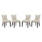 Modway Marquis Modern Upholstered Fabric Four Dining Chairs with Nailhead Trim in Beige