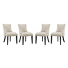 Modway Marquis Modern Upholstered Fabric Four Dining Chairs with Nailhead Trim in Beige