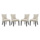 Modway Marquis Modern Upholstered Fabric Four Dining Chairs with Nailhead Trim in Beige