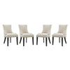 Modway Marquis Modern Upholstered Fabric Four Dining Chairs with Nailhead Trim in Beige