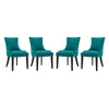 Modway Marquis Fabric Set of 4, Four Dining Chairs, Teal