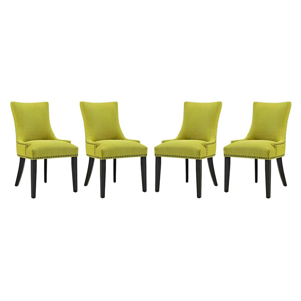 Modway Marquis Modern Upholstered Fabric Four Dining Chairs with Nailhead Trim in Wheatgrass