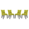 Modway Marquis Modern Upholstered Fabric Four Dining Chairs with Nailhead Trim in Wheatgrass