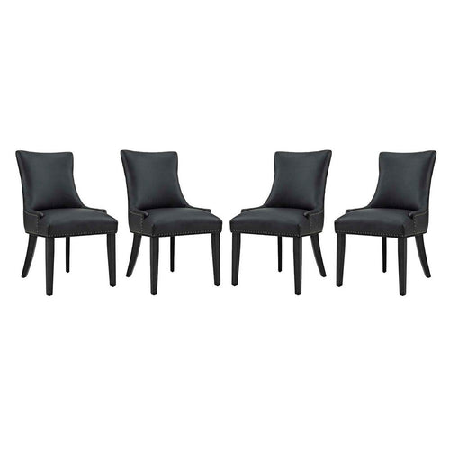 Modway Marquis Faux Leather Set of 4, Four Dining Chairs, Black