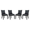 Modway Marquis Faux Leather Set of 4, Four Dining Chairs, Black