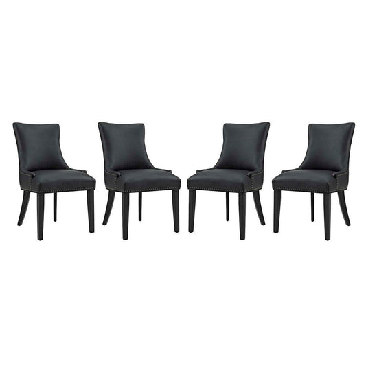 Modway Marquis Faux Leather Set of 4, Four Dining Chairs, Black