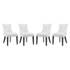 Modway Marquis Modern Faux Leather Upholstered Four Dining Chairs with Nailhead Trim in White