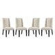 Modway Baron Modern Tall Back Wood Upholstered Fabric Four Dining Chairs in Beige