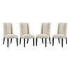 Modway Baron Modern Tall Back Wood Upholstered Fabric Four Dining Chairs in Beige