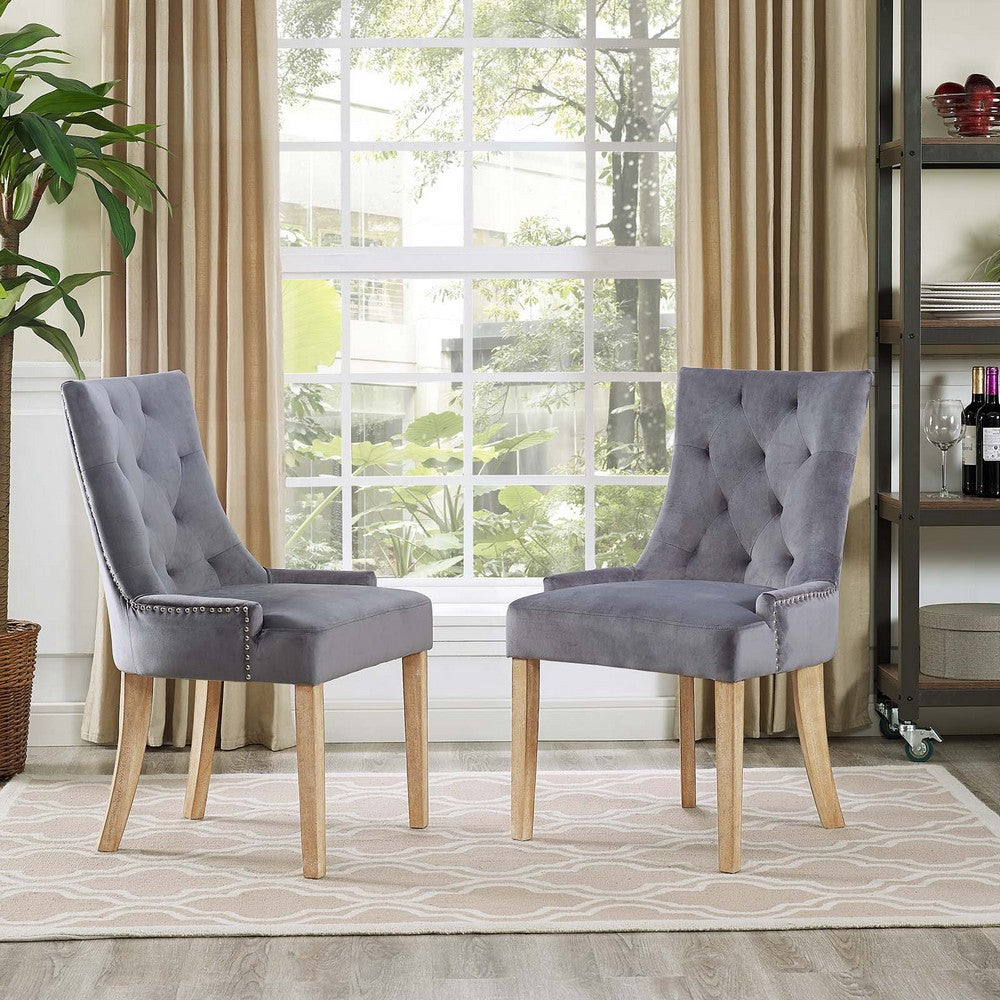 Pose Performance Velvet Dining Chair Set of 2 by Modway| Gray
