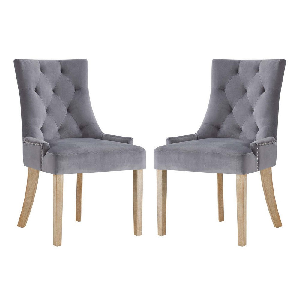 Pose Performance Velvet Dining Chair Set of 2 by Modway| Gray