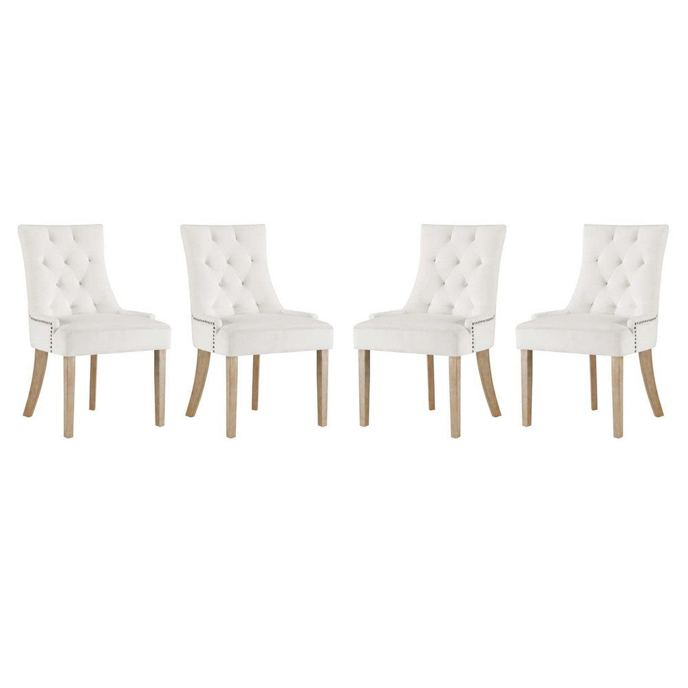 Modway Pose Velvet Set of 4, Four Dining Chair, Ivory