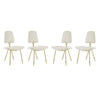 Modway Ponder Mid-Century Modern Performance Velvet, Four Lounge Chairs, Ivory