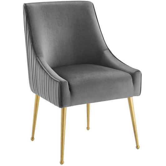 Discern Pleated Back Upholstered Performance Velvet Dining Chair - No Shipping Charges