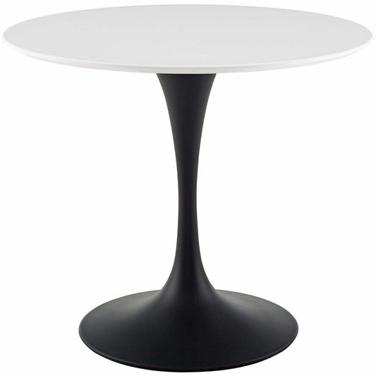 Modway Lippa 36" Round Wood Dining Table, White Top, Black Base