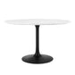 Modway Lippa 47" Round Wood Dining Table, White Top, Black Base