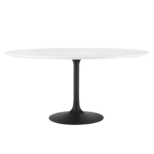 Modway Lippa 60" Round Wood Dining Table, White Top, Black Base