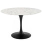 Modway Lippa 47" Round Artificial Marble Dining Table, Top, Black Base