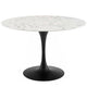 Modway Lippa 47" Round Artificial Marble Dining Table, Top, Black Base