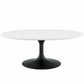 Modway Lippa Mid-Century Modern 42" Oval Coffee Table in Black White