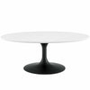 Modway Lippa Mid-Century Modern 42" Oval Coffee Table in Black White