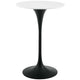 Modway Lippa 28" Round Wood Bar Table, White Top, Black Base