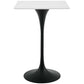 Modway Lippa 28" Square Wood Top Bar Table, White, Black Base