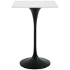 Modway Lippa 28" Square Wood Top Bar Table, White, Black Base