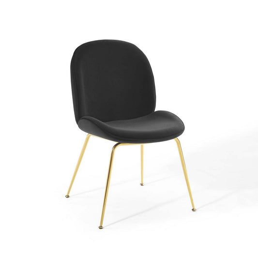 Scoop Gold Stainless Steel Leg Performance Velvet Dining Chair - No Shipping Charges