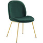 Scoop Gold Stainless Steel Leg Performance Velvet Dining Chair  - No Shipping Charges