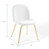 Scoop Gold Stainless Steel Leg Performance Velvet Dining Chair by Modway| White