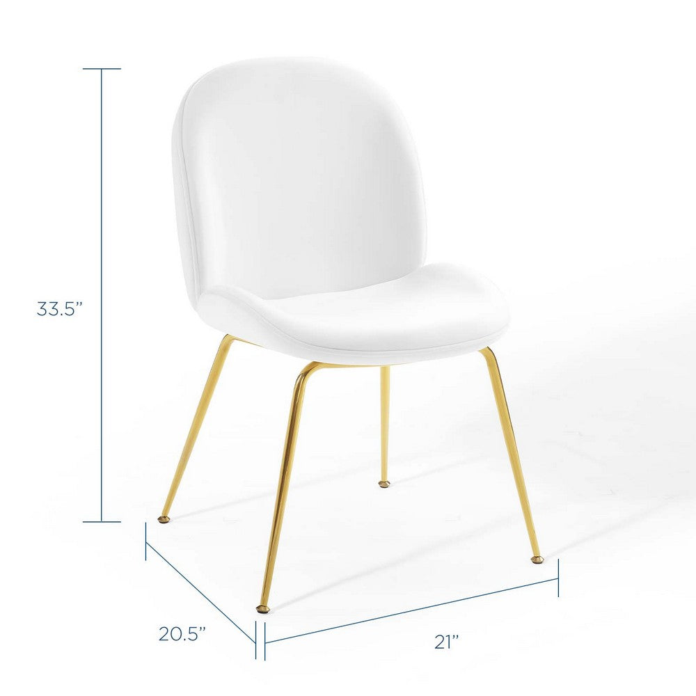 Scoop Gold Stainless Steel Leg Performance Velvet Dining Chair by Modway| White