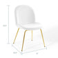 Modway Scoop Performance Velvet Side Gold Stainless Steel Metal Base in White Dining Chair MDY-EEI-3548-WHI